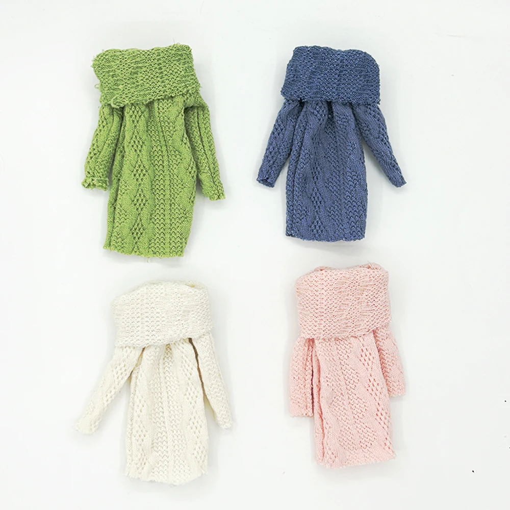 4 قطعة فساتين سترة الموضة ل 1/6 دمى ، 11.5 ''/30 سنتيمتر إكسسوارات دمي محبوك الملابس الشتوية خلع الملابس لعبة لتقوم بها بنفسك Bjd فستان #6