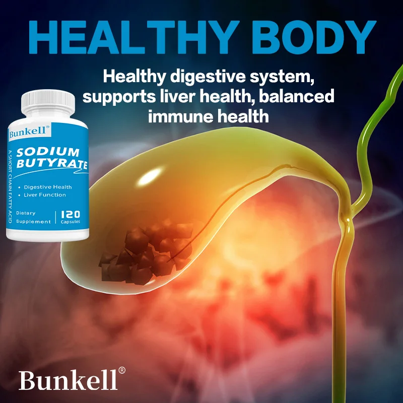 Bunkell, Sodium Butyrate, 120 Non-GMO Capsules, For Digestive Health and Liver Support, Promotes Immune Health