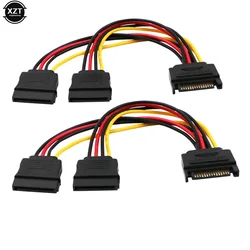 1pc Universal SATA 15Pin Male To 2 SATA 15 Pin Female 15Pin Power HDD Splitter Connector Cable for PC Computer