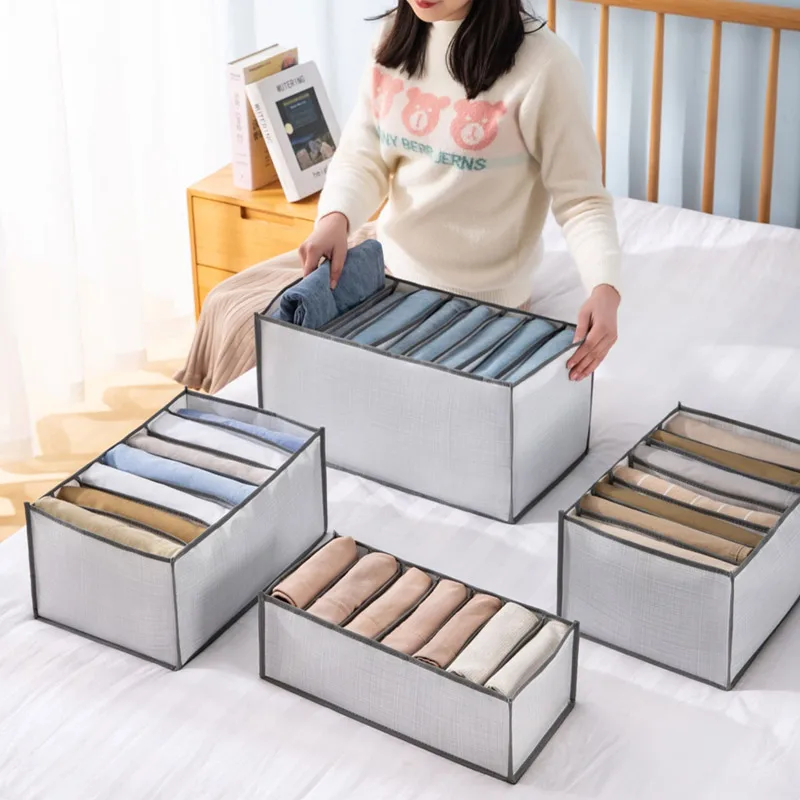 

Clothes Storage Box Closet Organizer Underwear Socks Jeans Pants Foldable Drawer Divider Home Closet Separation Storage Box