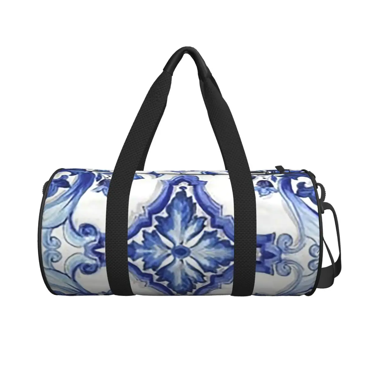 

Синяя декоративная цветочная средиземноморская сицилийская плитка, большая спортивная сумка, многофункциональная дорожная сумка, сумки для фитнеса
