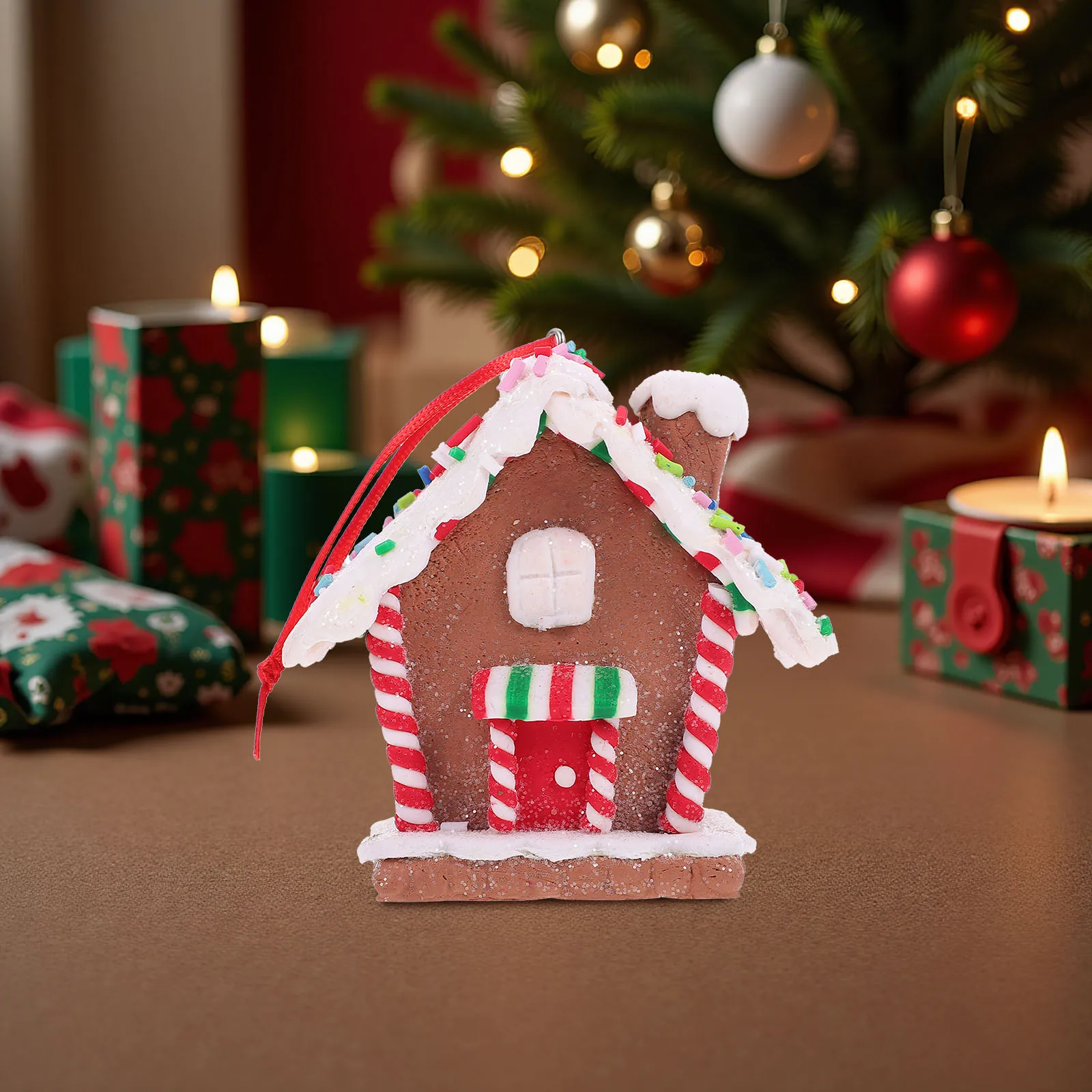 

3pcs Gingerbread Ornaments Christmas Small Hanging Decor Lightweight Polymer Clay Xmas Tree Holiday Party New Year