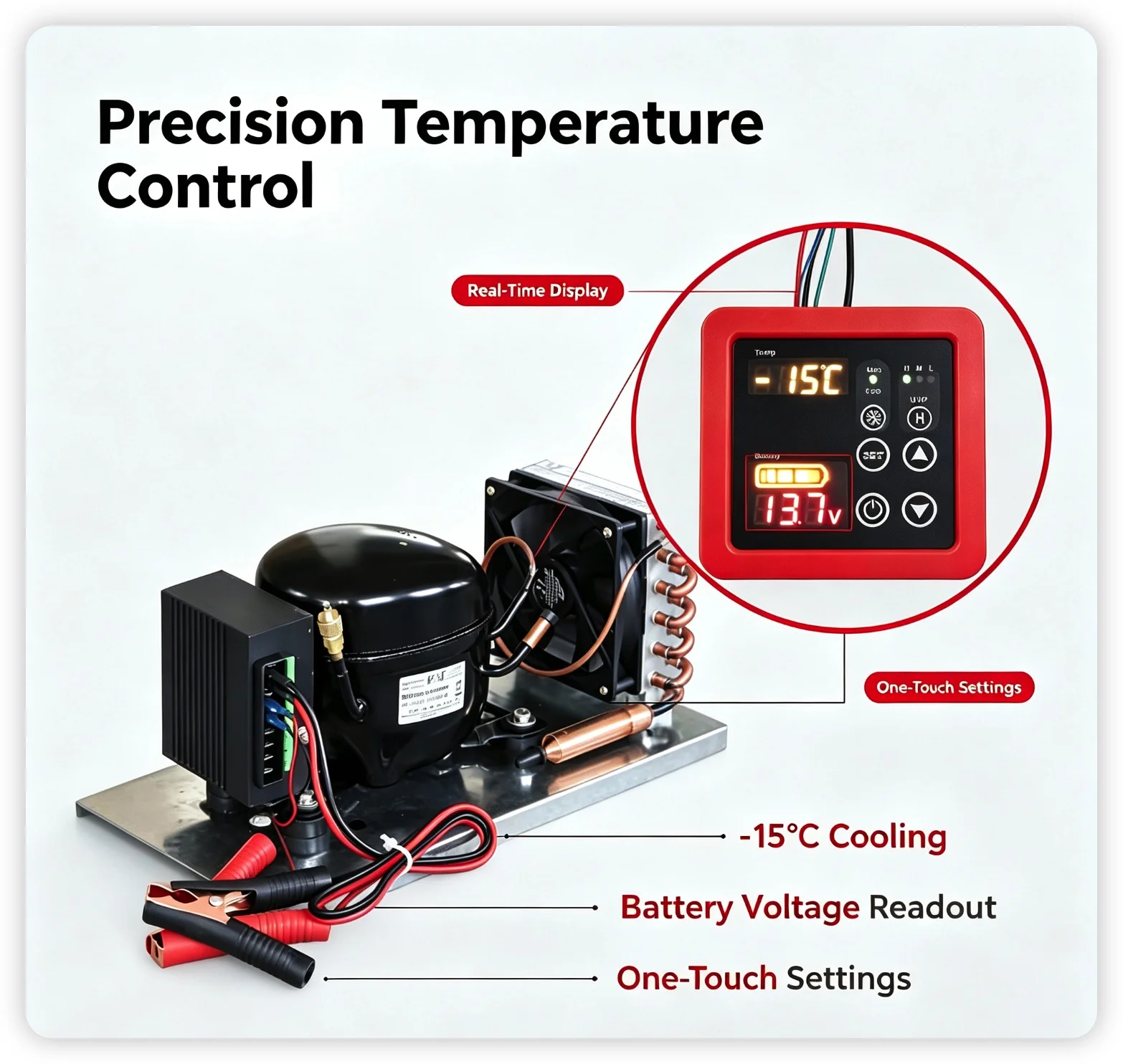 DC 12V 24V R134a Refrigeration Compressor Unit BD55‑BD75HC With/Without Thermostat For Car Fridge Cooling System