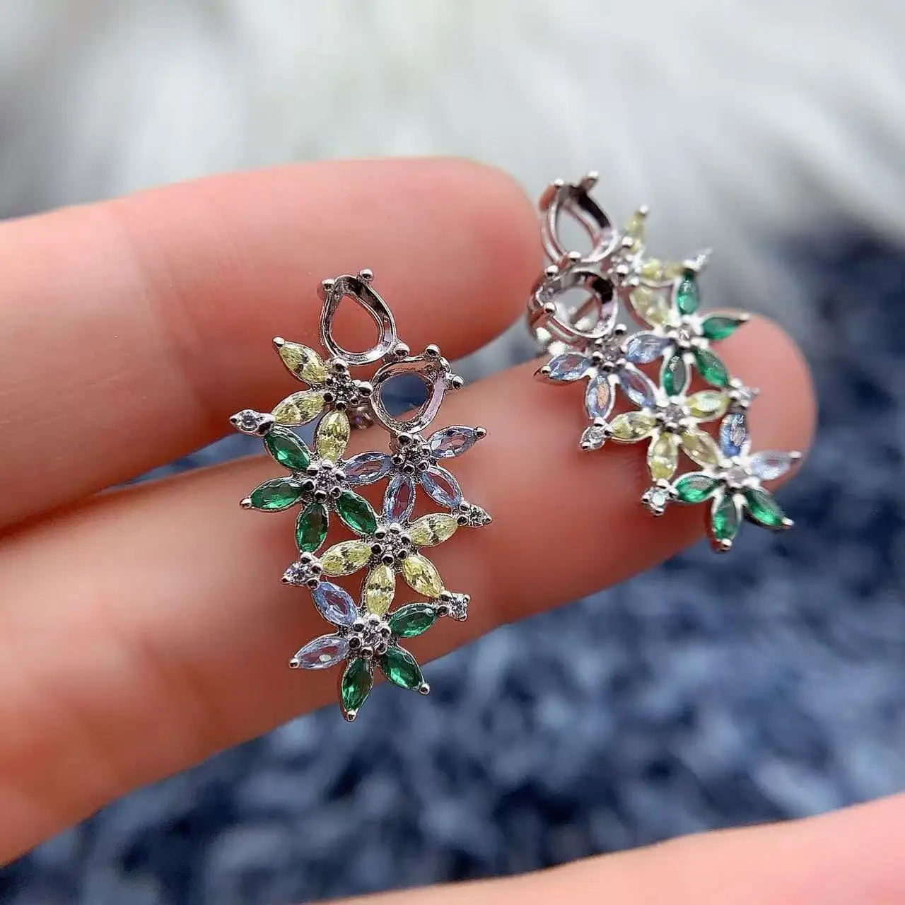 

MeiBaPJ Inlay Water Droplet 4*5mm Stone Womens Empty Earring Settings S925 Sterling Silver Gifts Charm Luxury Jewelry Wholesale