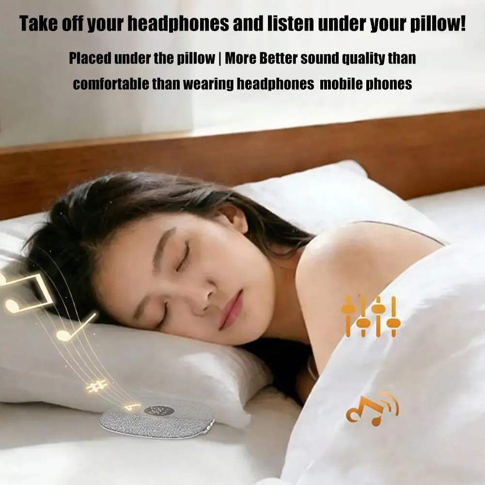 

Under Pillow Bluetooth Speaker Hifi Stereo Sleep Aid LED Shutdown Soundbar Music Display Player Timed TF Card M7S7