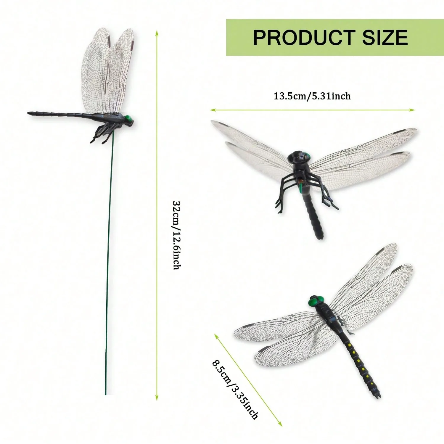 10 Pcs Dragonfly Decorative S, Lifelike 3D Big Dragonfly PVC Dragon Fly Garden  For Indoor Outdoor Yard Balcony Plant Flower Pot Decor view 3