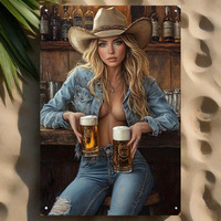 Vintage Pin-Up Girl Tin Plates – Garage & Workshop Metal Wall Decor, Retro American Style