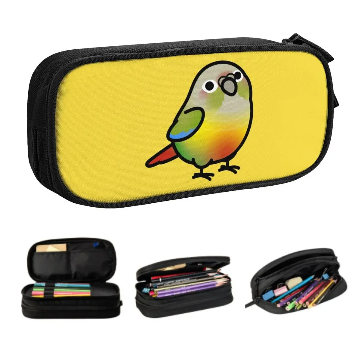 

Chubby Pineapple Green Cheek Conure Customized Cute Pencil Boys Big Capacity Parrot Bird Pencil Box Students Stationery