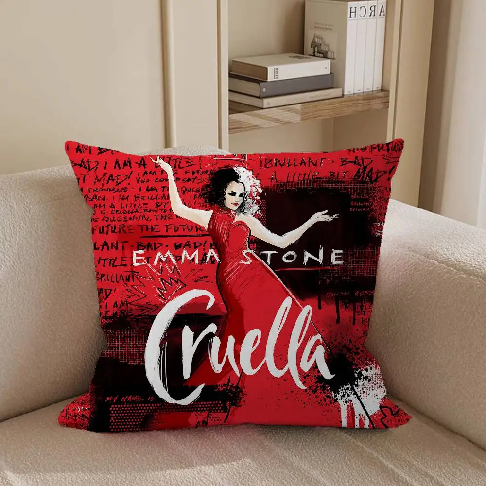 C-CRUELLA EMMA حجر الفيلم الكلاسيكي غطاء الوسادة وسادة غطاء ديكور المخدة المطبوعة كيس وسادة للأريكة #5