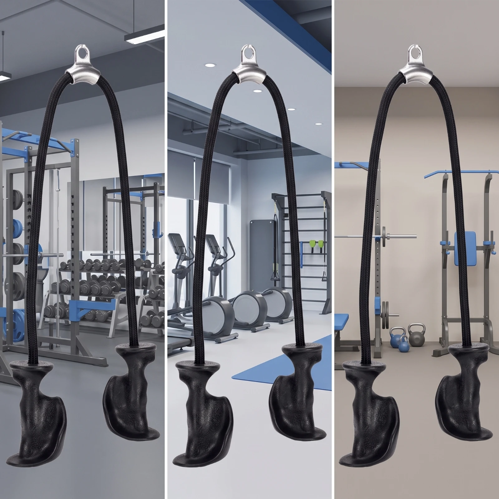 Cable Machine Attachment with Handles Ergonomic Tricep Rope Tricep Pull down Rope Non-Slip Cable Machine Attachment Comfortable