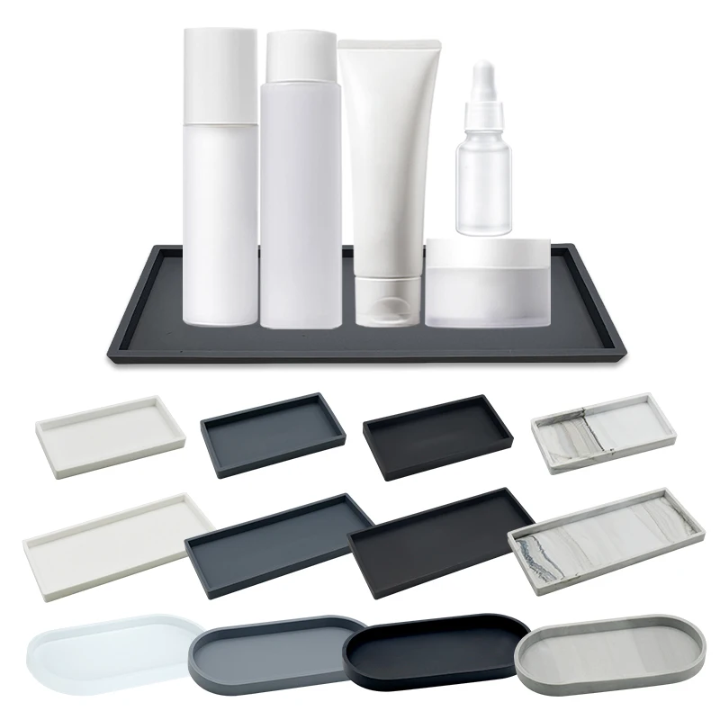 Silicone Storage Tray for Cosmetics Makeup Tools Bathroom Vanity Storage Tray Skin Care Perfume Organizer Home Essentials