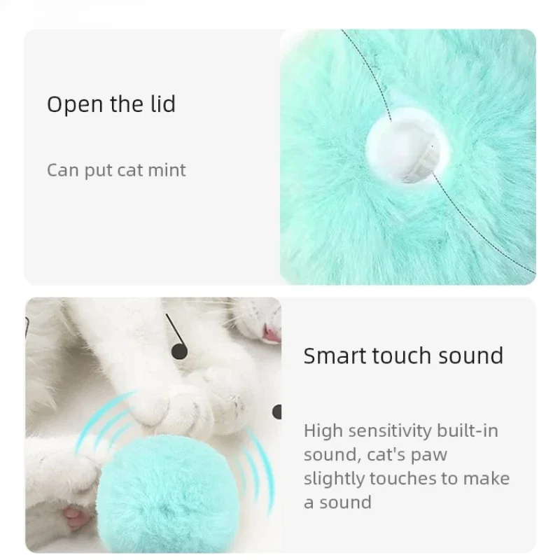 Smart Cat Ball Toys Plush Electric Catnip Training Toy Kitten Touch Sounding Squeaky Supplies Pet Products Toy For Cats Supplies