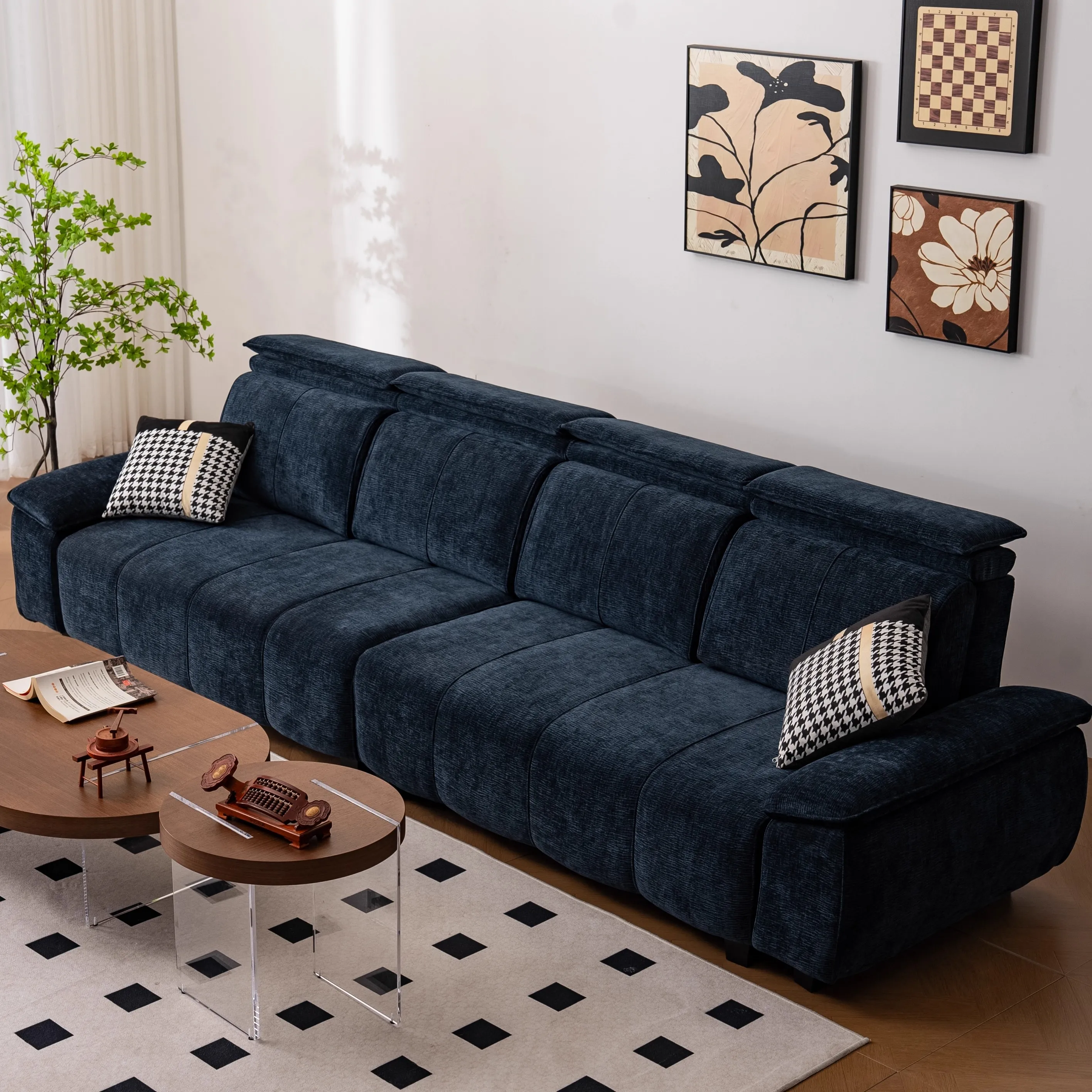 

Italian Minimalist Chenille High-end Foldable Sofa Bed for Apartment Living Room Rental House Extendable Straight Row