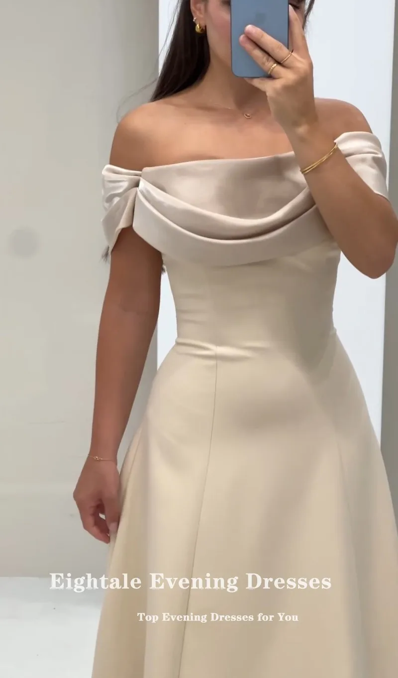 

Eightale Arabic Evening Dress Customized Off the Shoulder Satin A-Line Prom Wedding Party Gown Vestidos De Gala