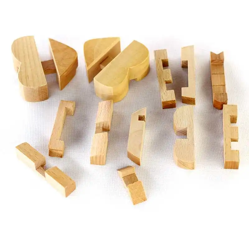 Luban Lock Heart Shaped Puzzle Wooden Disentanglement Brain Teaser Puzzles IQ Test Mind Challenge Toys For Kids Adults - view 6