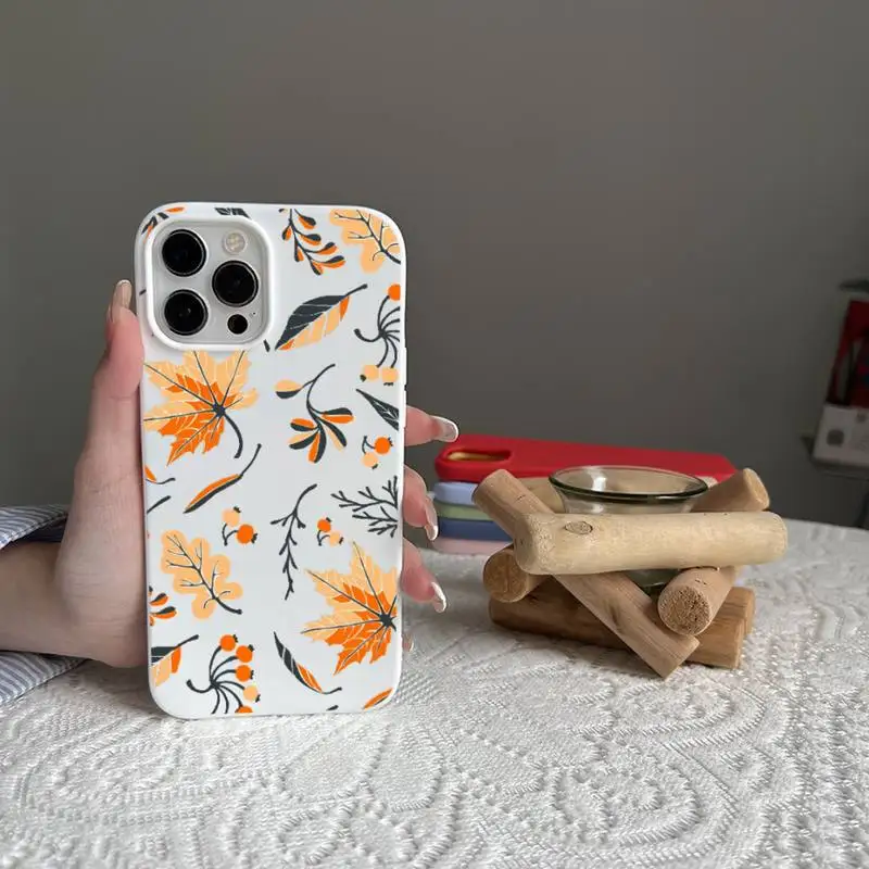 Etui na telefon z jesiennymi liśćmi klonu Happy Autumn Candy Color na iPhone 14 11 12 13 mini pro X XS XR MAX Plus