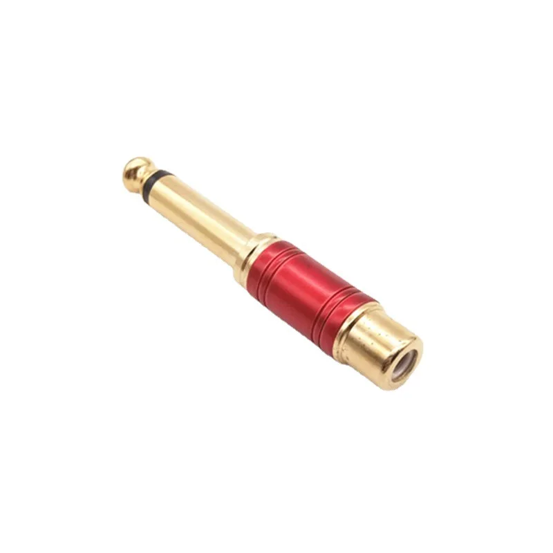 2pcs red blue Gold plated 6.5mm to AV jack convert  socket adapters  6.35 male to RCA female audio mixing console plug