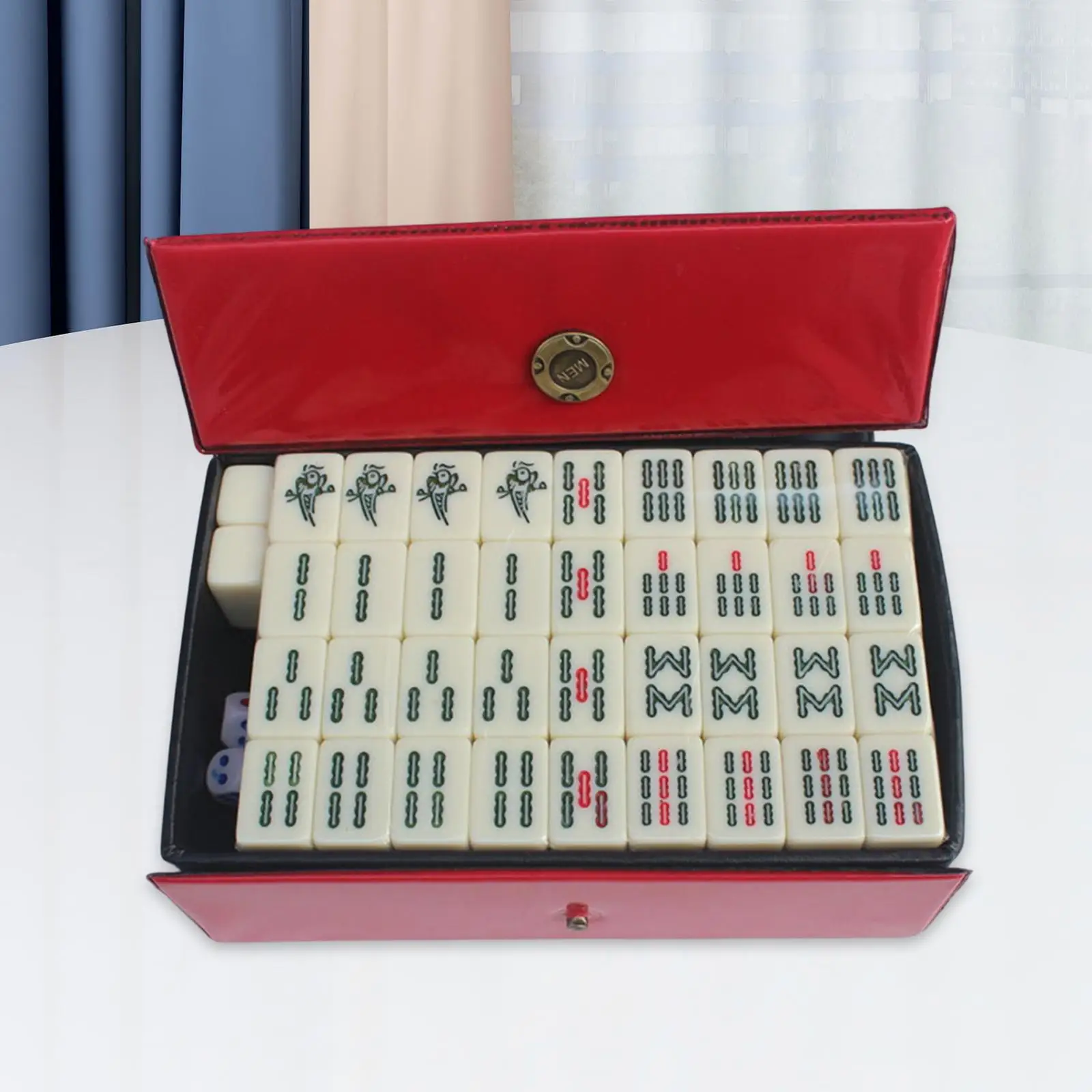 

Small Chinese Mahjong Game Set Board Game mahjong with Storage Box Traditional Tiles Game and 2 Blank Tiles for travel