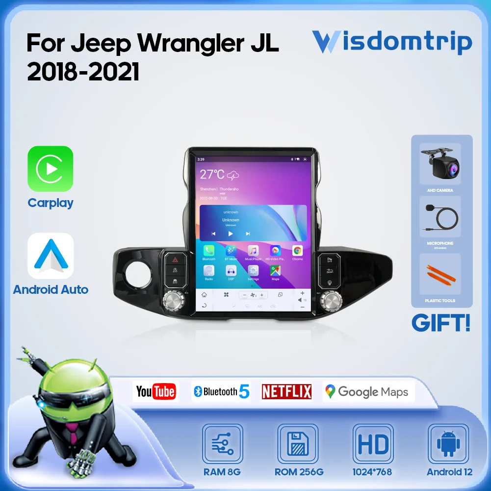 For Jeep Wrangler JL 2018-2021 car intelligent multimedia video player GPS 4G navigation radio WIFI CarPlay+AUTO Android11