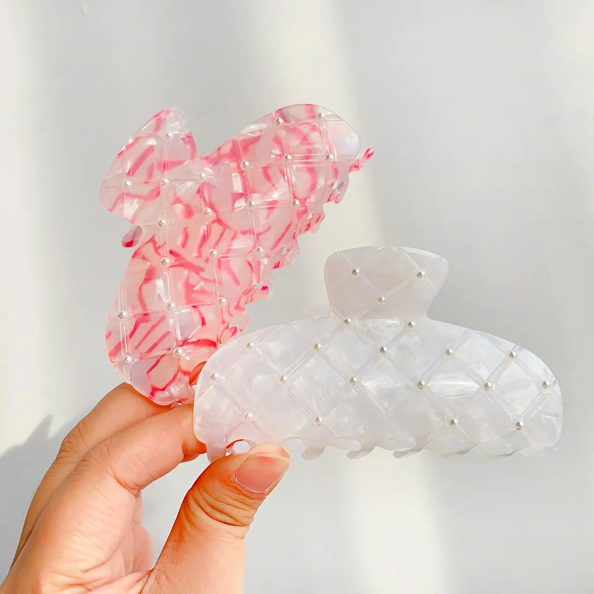 

French Style Hair Claw Clip Pearl-studded Shark Clips Elegant Hair Claws Classy Hair Claws Versatile Clips Accessories for Women