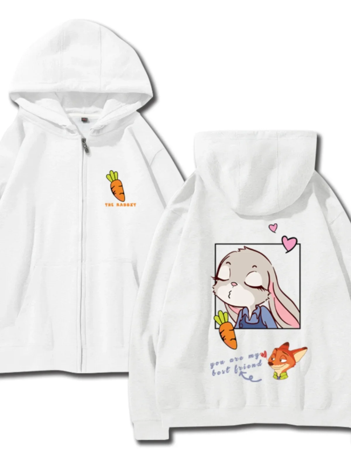 Disney Fashion Crazy Zootopia Rabbit Judy Fox Nick Couple Sports Jacket Hoodie Women's Zipper cardigan Sweatshirt