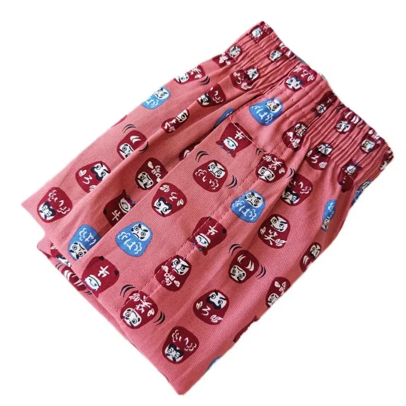 Men's Underwear Pants Cotton Woven Animation Cartoon Loose Unisex Sleep Bottoms Beach Shorts