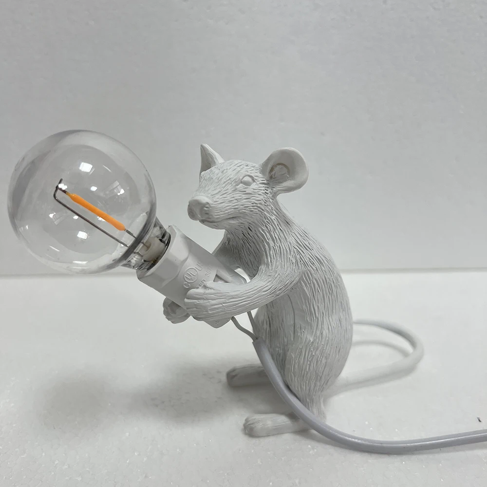 Modern Resin Animal LED Table Lamp - Rat Cat Squirrel Night Light USB Desk Decor Gift for Kids Room