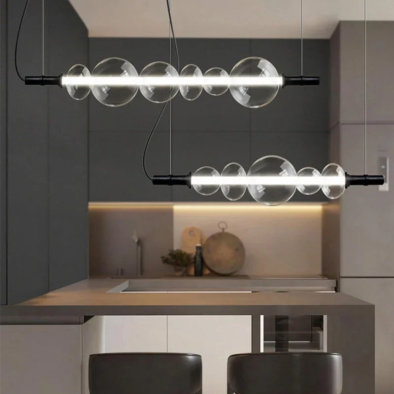 Imagem -03 - Modern Glass Strip Led Pendant Light Sala de Estar e Jantar Cozinha Tabelas de Alimentação Quarto Lustre Home Decor Luminária