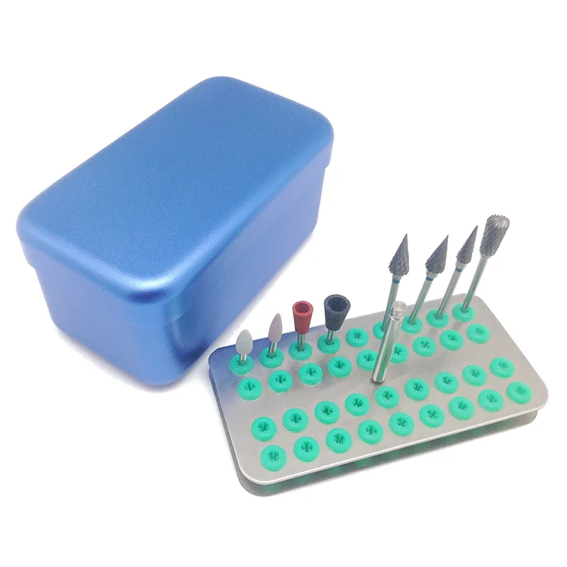 36Holes Dental Burs Disinfection Case with Rubber Bur Holder Block 170° Autoclavable Dentist Sterilization Container Box 3Colors