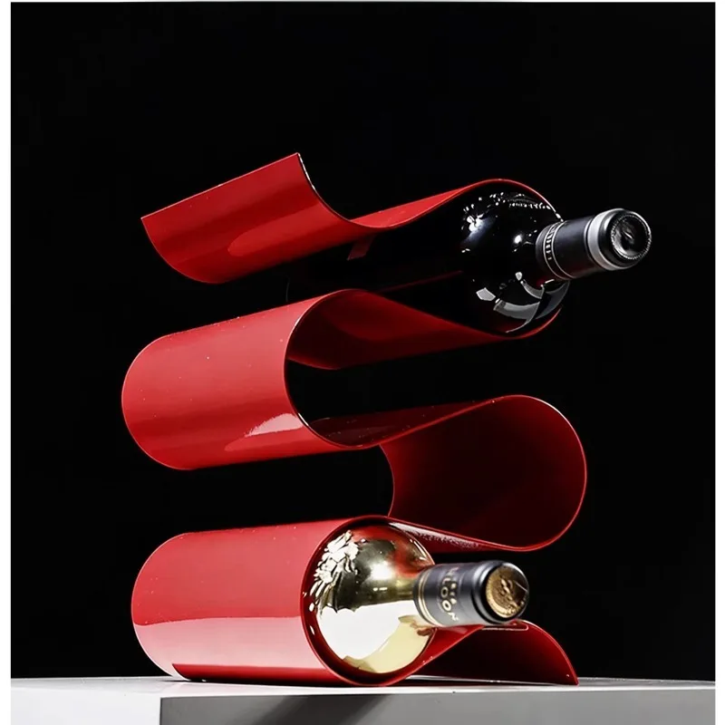 

Red wine rack wrought iron Italian simple TV cabinet living room wine cabinet ornament decoration