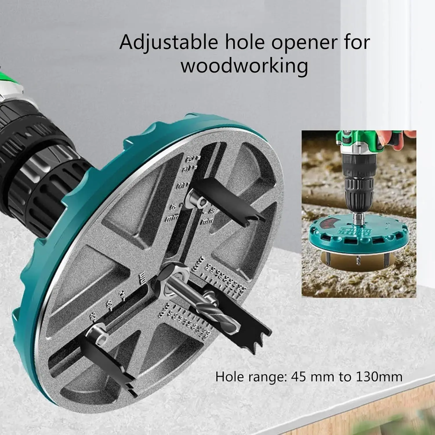

Adjustable Round Hole Saw Tool, Adjustable Hole Saw Diameter 45mm-130mm Woodworking Cutting Tools Hole Opener