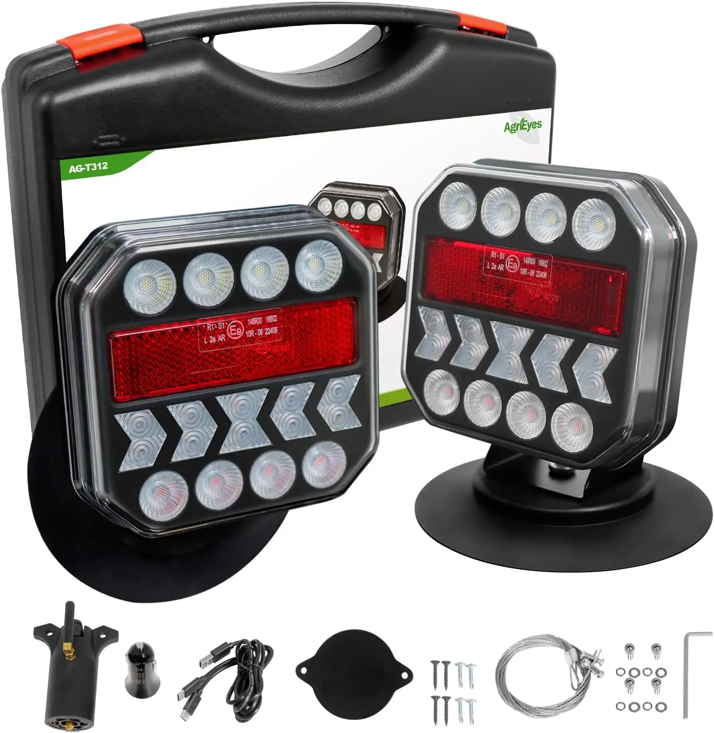 USB-C Wireless Adjustable Magnetic Tow Light Kit with Retroreflectors Rechargeable Towing Light for Trucks Boats RVs Vehicles