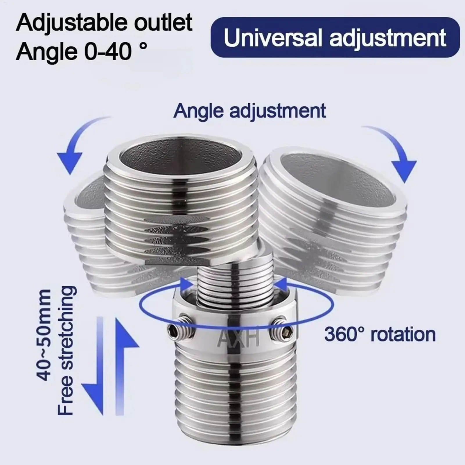 

Stainless Steel Angled Curved Foot Angle Adjustment 360 Rotatable Eccentric Screw Corner Wall Mounted Shower Faucet Adapter