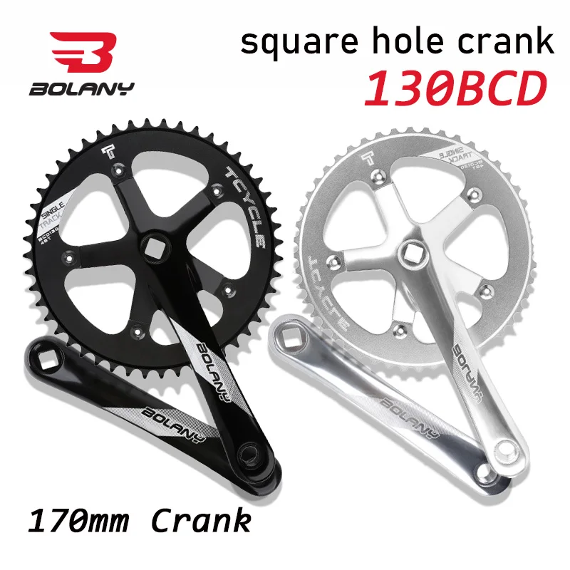 

BOLANY Track bike crankset 130bcd square bicycle cranks 170mm 130 bcd Single chainring Track Bicycle Square Crankset bike parts