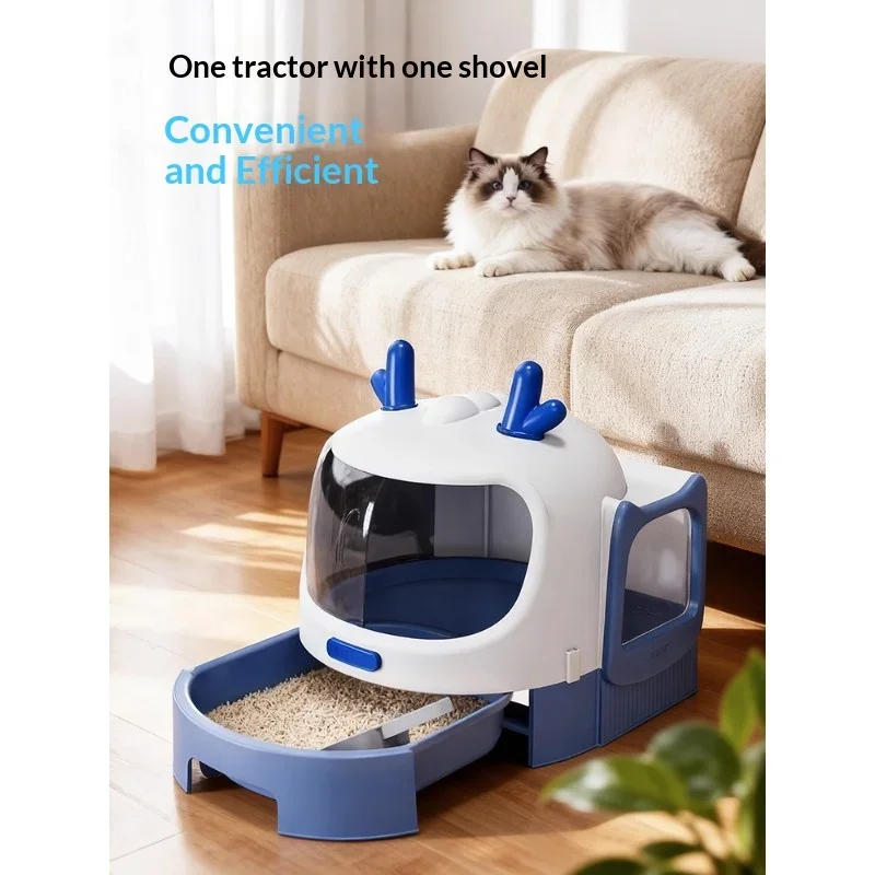 New Extra Large Semi-Enclosed Cat Litter Box, Anti-Splash Kitty Toilet for Maine Coon, Giant Jumbo Size Odor Control Pet Potty
