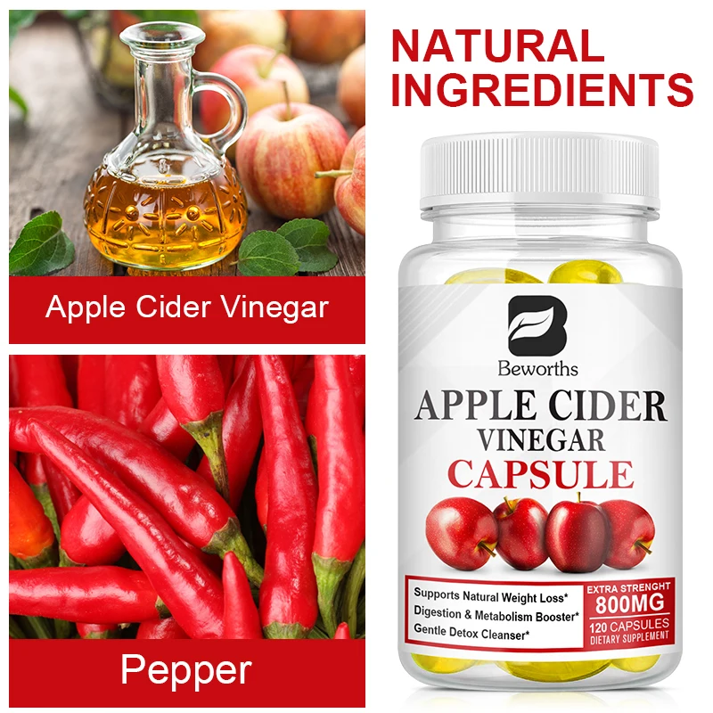 BEWORTHS Organic Apple Cider Vinegar Capsules Healthy Weight Management Digestion Detox & Immune Soothes Gas & Bloating Food