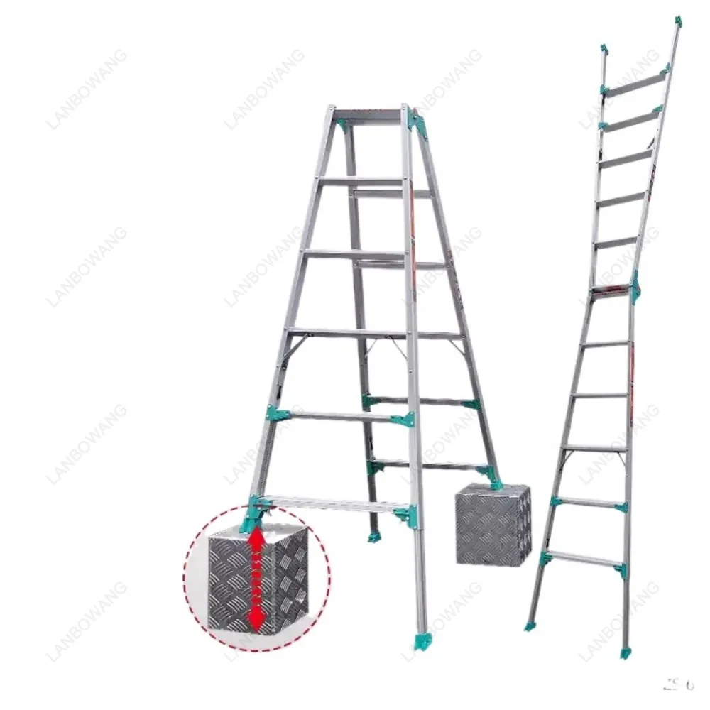 RYZ-12 4-Step Aluminum Alloy Folding Ladder Lightweight Telescopic Herringbone Straight Dual Purpose Household Ladder view 2