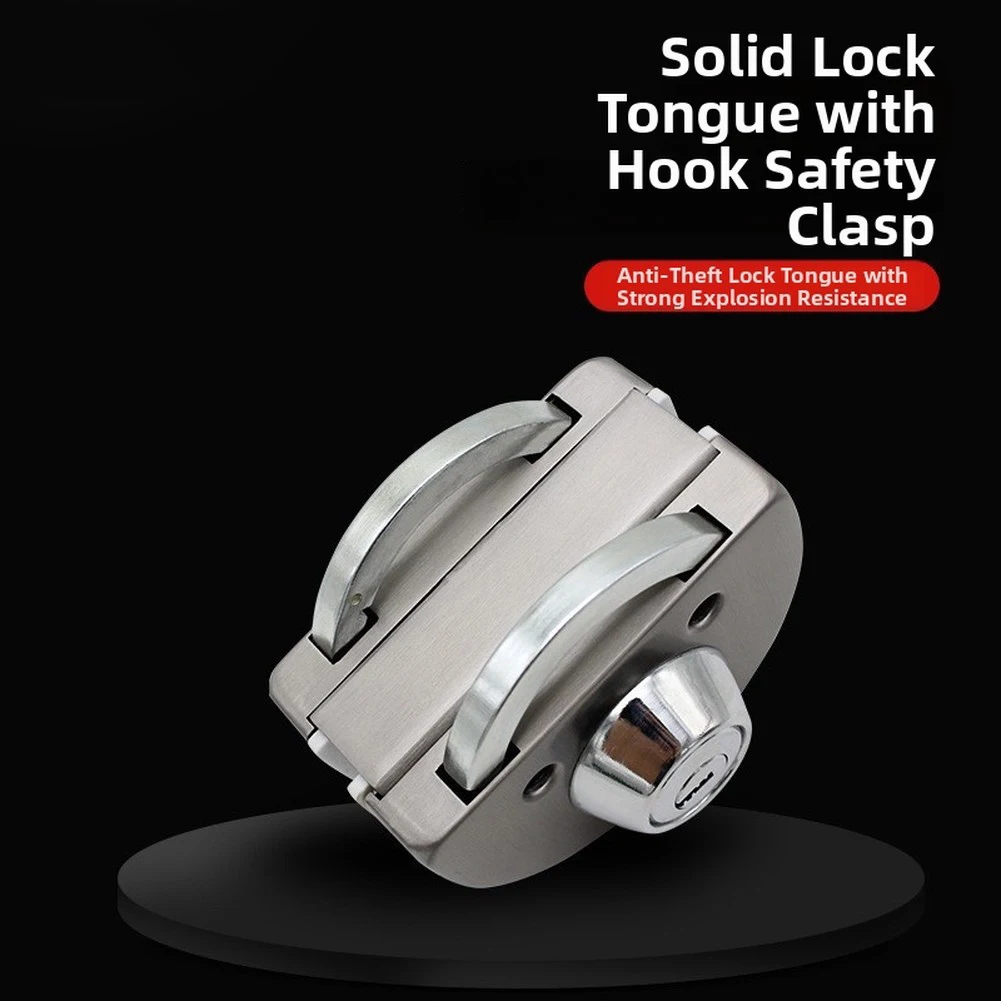 Office Glass Door Lock Double Bolt Rotary Sliding-Access Control Secure Semi-Circular Stainless Steel Glass Door Lock