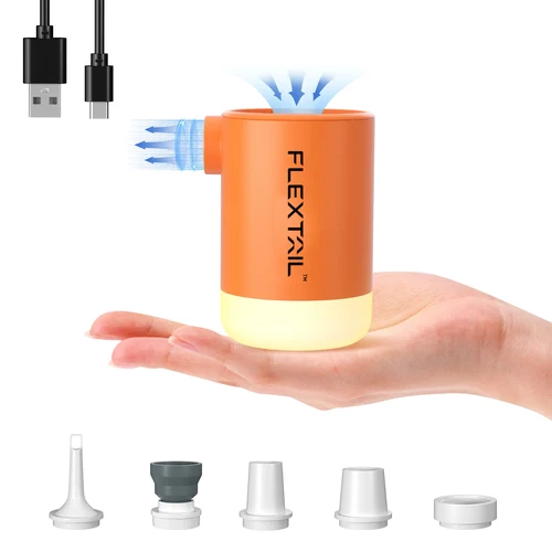 FLEXTAIL Bomba de aire portátil, inflador eléctrico con luz de camping y función EPS, ideal para colchas de dormir, cama de aire, bolsas de vacío