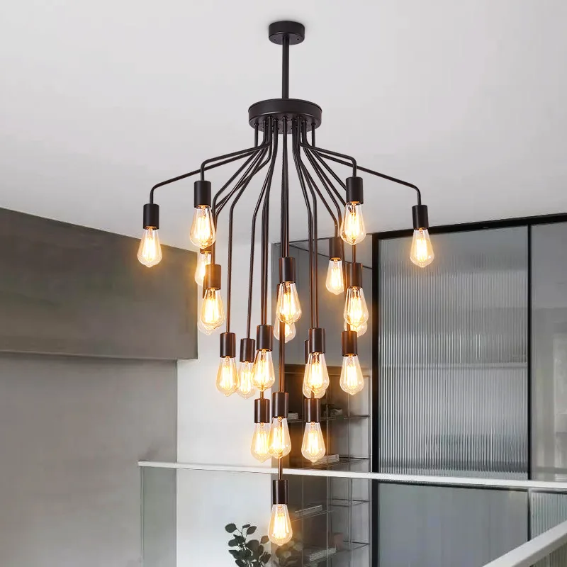 Moderno sótão americano multi cabeça gota de água led lustre sala estar quarto loja ferro arte estilo industrial iluminação decorativa