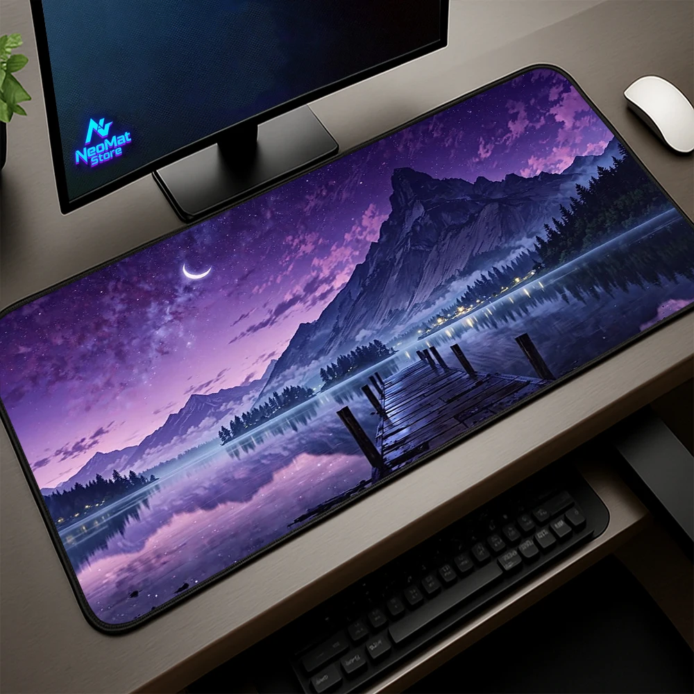 

Moon Large Mouse Mat XXL 800x300mm Extended Desk Pad Violet Keyboard Carpet Gaming Playmat Big Mouse Pad Space Starry Night Rug