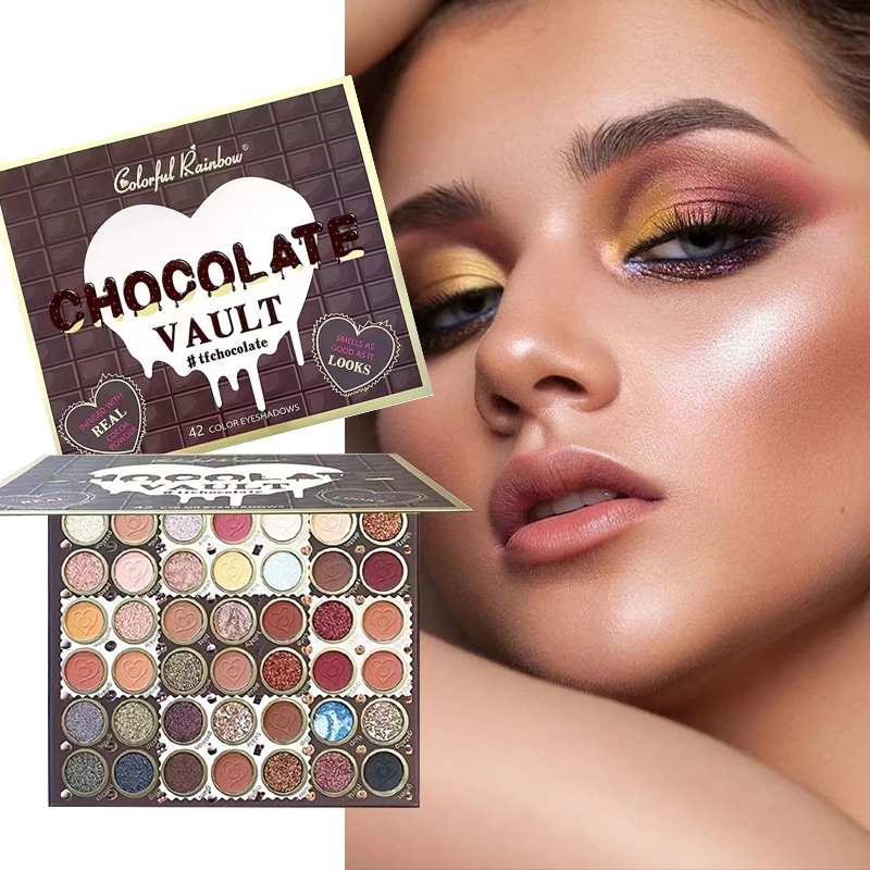 42色のチョコレートメイクアップパレット、ハート型、パール光沢＆マット仕上げ、デイリー＆パーティー、クリスマスギフトに最適なプレミアム仕上げ