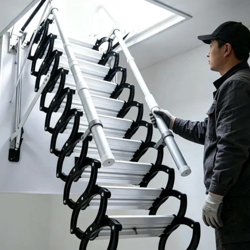 Escalera Telescópica Eléctrica Invisible para Ático, Plegable, con Control Remoto, para Habitación