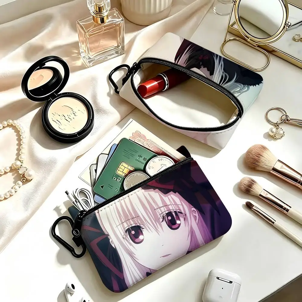 1pc Anna Kushina Anime Characters Coin Purse With Carabiner Hook Portable Key Card Wallet Small Zipper Storage Pouch
