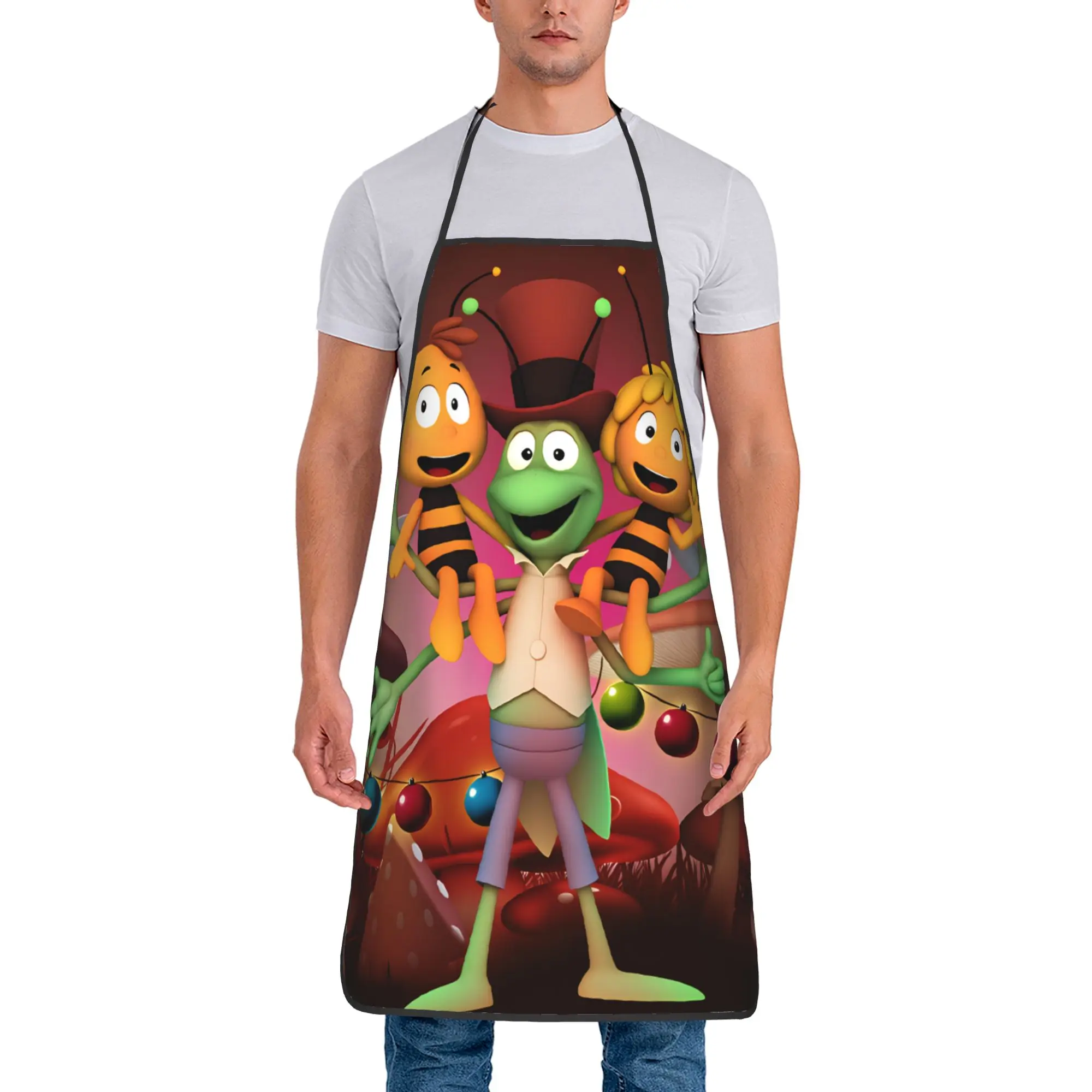 Maya The Bee With Flowers Apron Cartoon Fashionable Cleaning Kitchen Accessories Home Barber Aprons without Pocket