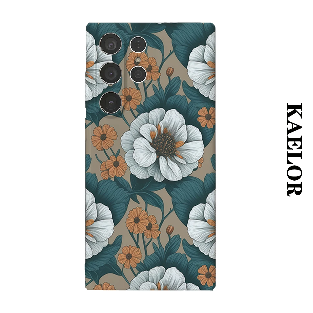 Boho Botanical Art Durable Shiny Double-layer Case for Samsung S26 Ultra S25 S24 S23 Plus Anti-drop Scratch Resistant Cover