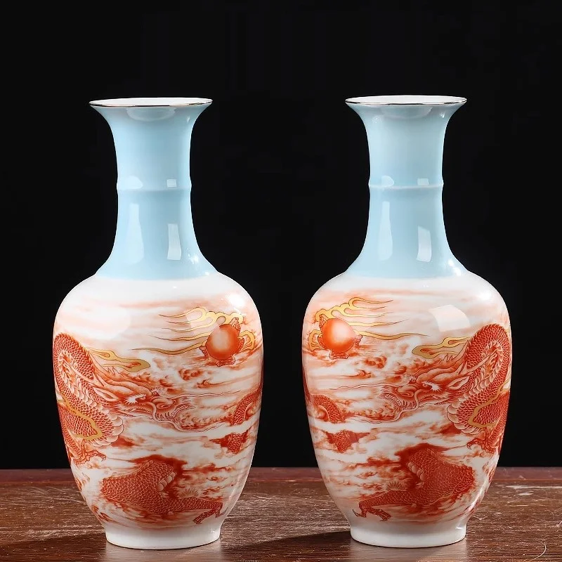 27cm/Jingdezhen ceramic vase ornaments, home foyer, living room flower arrangement decoration ornaments