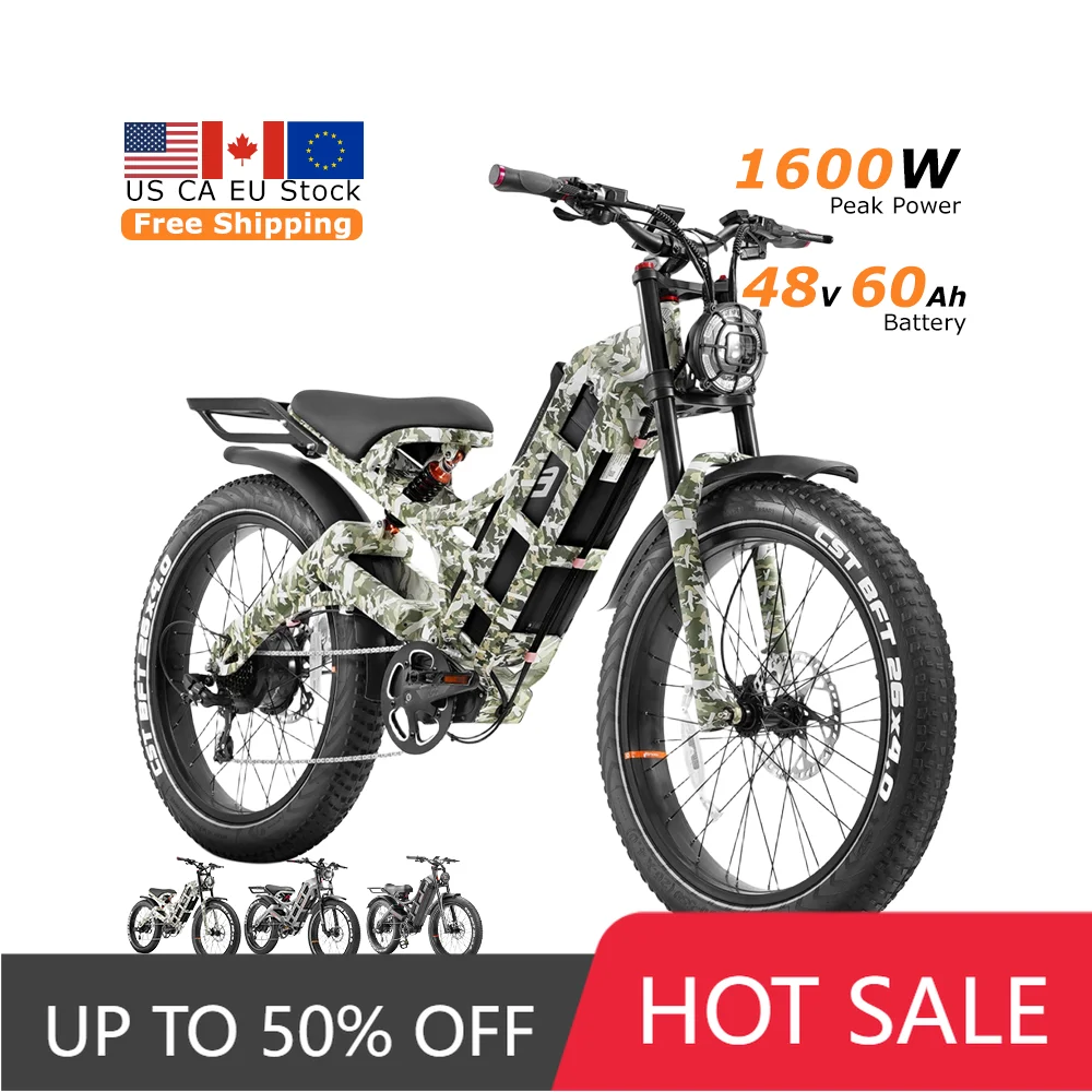 

JYF Eahora Romeo Professional Upgrade 120oW 160ow Adult Digital Electric Mountain Bike 48V 60Ah 25Mph 26 "* 4.0 Fat Tire Electri