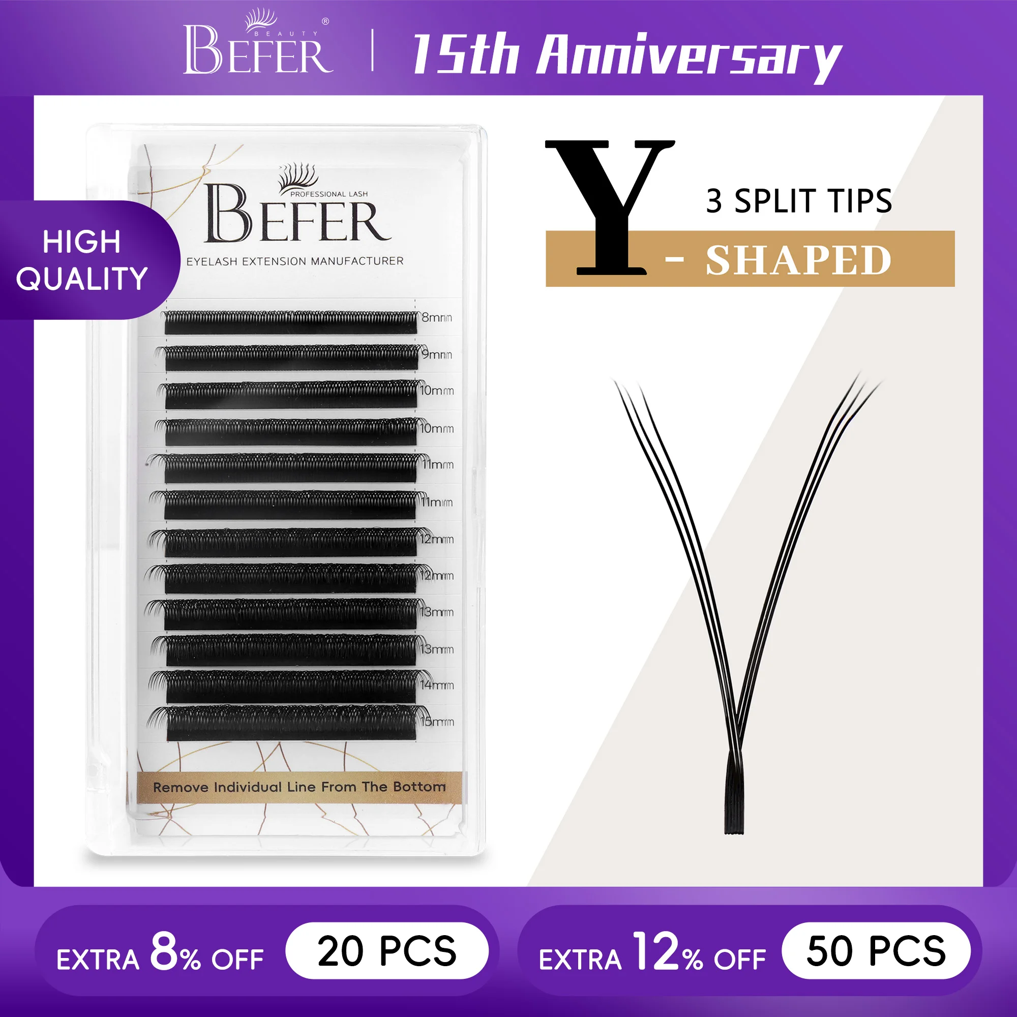 Befer Triple Tips Y Wimpers Extension YY Vorm Wimpers Extension Cilios Brasileiro Y Braziliaanse Volume Natuurlijke Valse Wimper