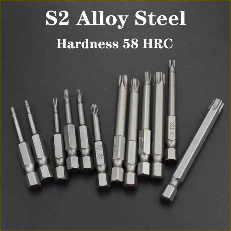 T5/T40 Torx Head Screwdriver Bit S2 Alloy Steel Magnetic 1/4inch Shank Electric Hex Screwdriver Bit Torx Set Hand Drill Tools